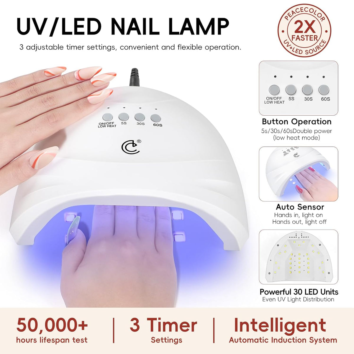 Peacecolor 59PCs Gel Nail Polish Kit with U V Light and Drill 35 Colors Gel Polish Kit with 5PC