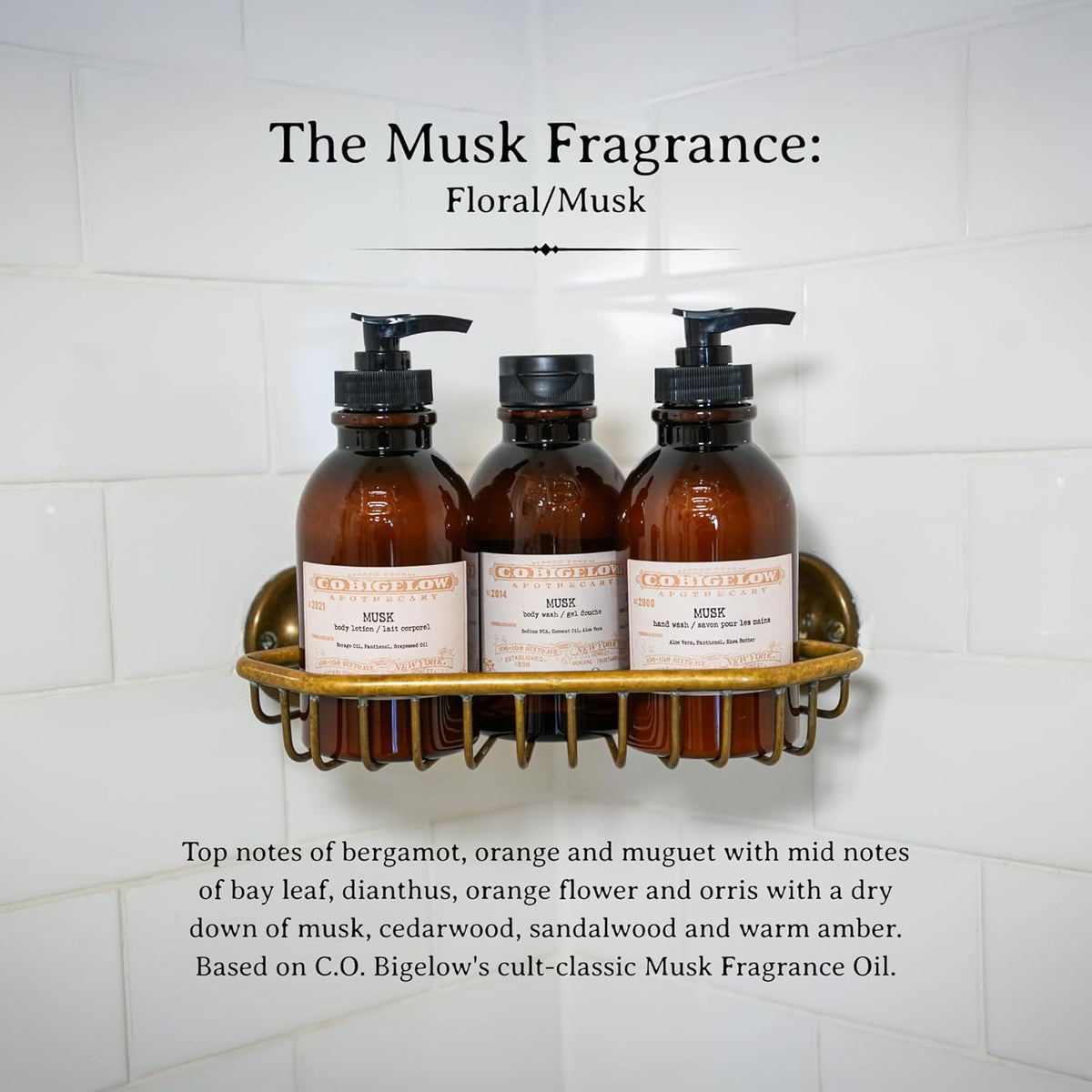 C.O. Bigelow Musk Body Lotion, Iconic Collection Moisturizing Body Lotion with Shea Butter, Borage