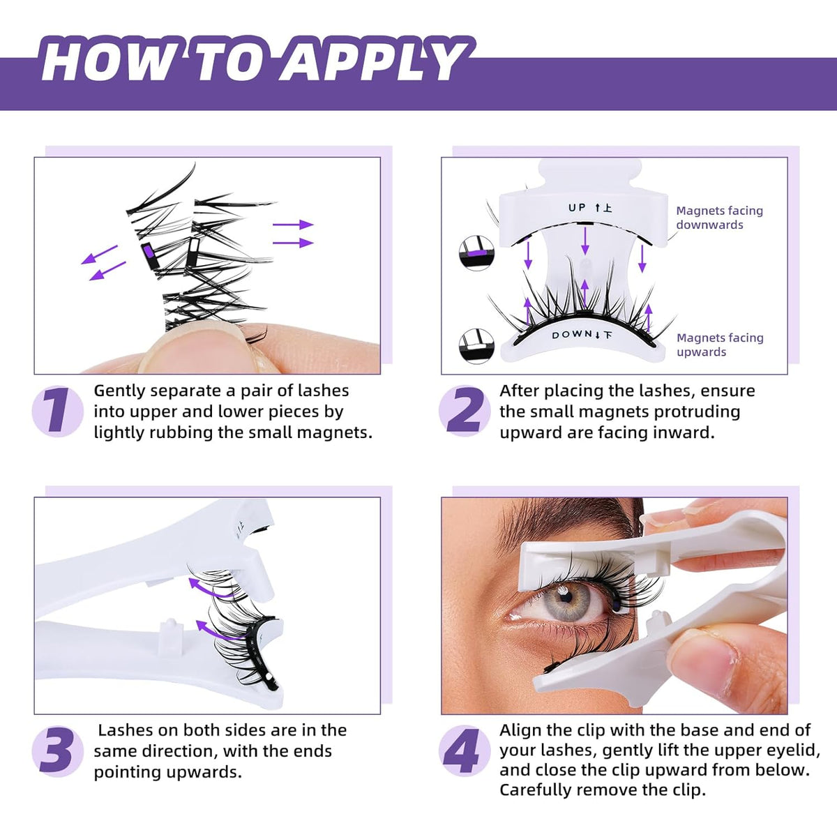 B&Qaugen Magnetic Eyelashes with Applicator Reusable Glue-Free Natural Look Eyelashes Kit Easy to