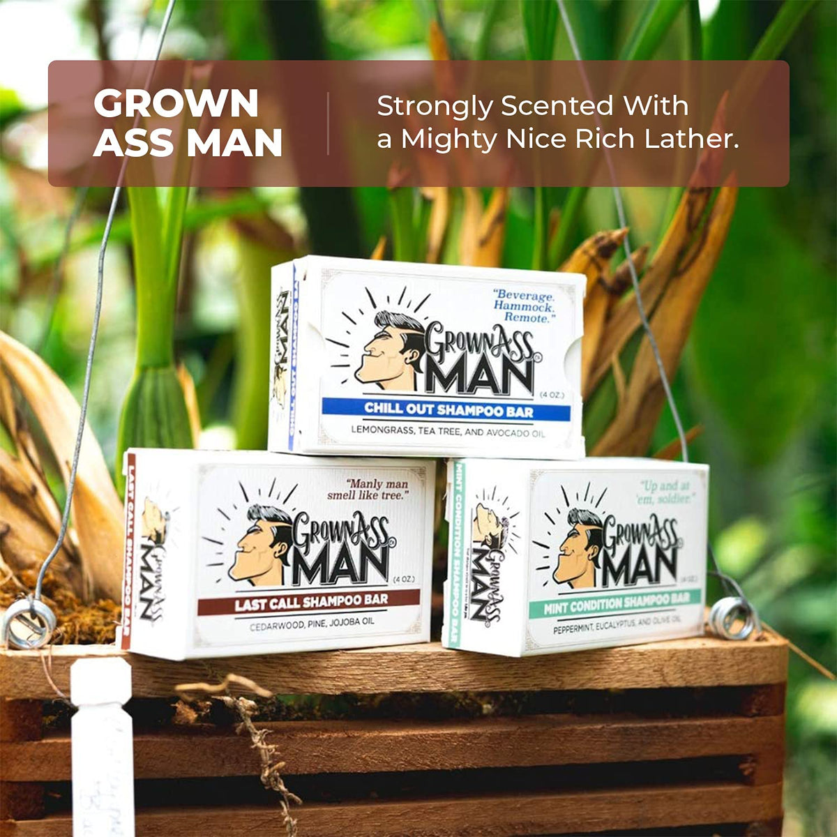 Solid Shampoo Bar Rich Lather 3 in 1: Hair, Beard & Body Wash - Plastic Free & Eco-Friendly
