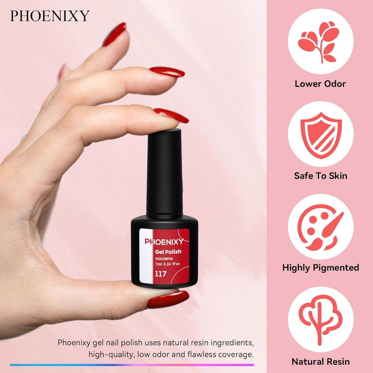Phoenixy 30 PCS Gel Nail Polish 25 Colors Gel Nail Polish Set with Base Coat Glossy Matte and