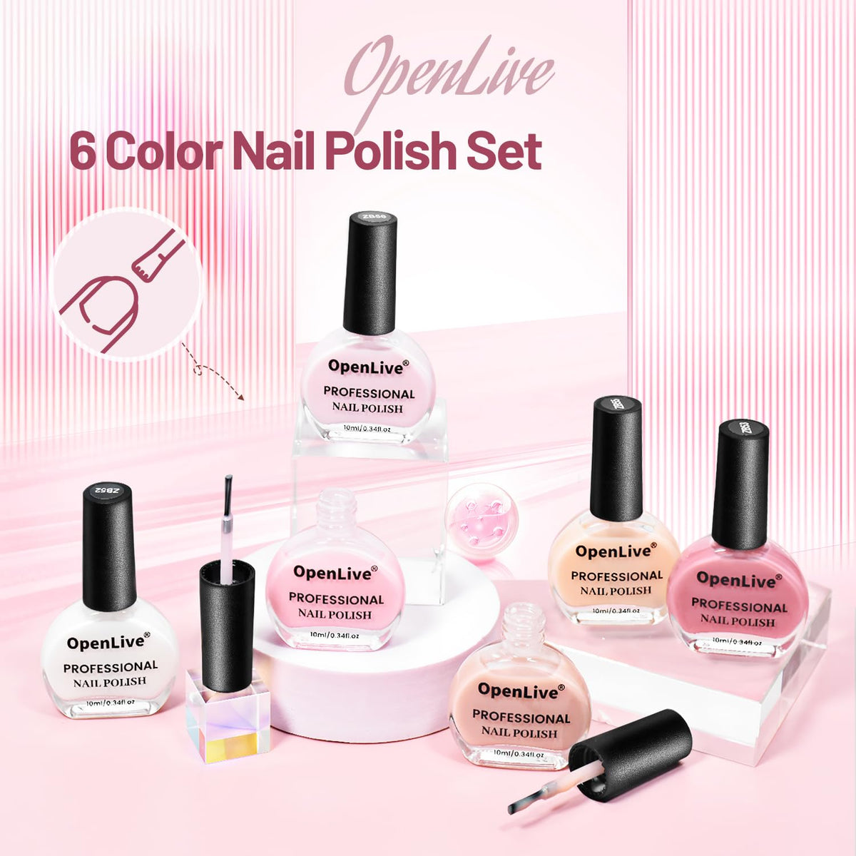 Jelly Nail Polish Set 6 Colors White Pale Red Soft Pink Natural Nude Pale Purple Fresh Pink Purple