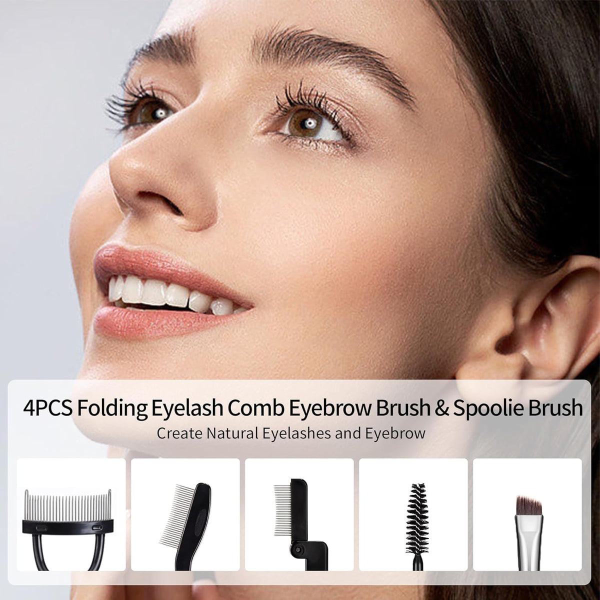 MSQ Eyebrow Brush and Comb Folding Eyelash Brush Eyelash Separator Eye Brow Comb & Spoolie Brush