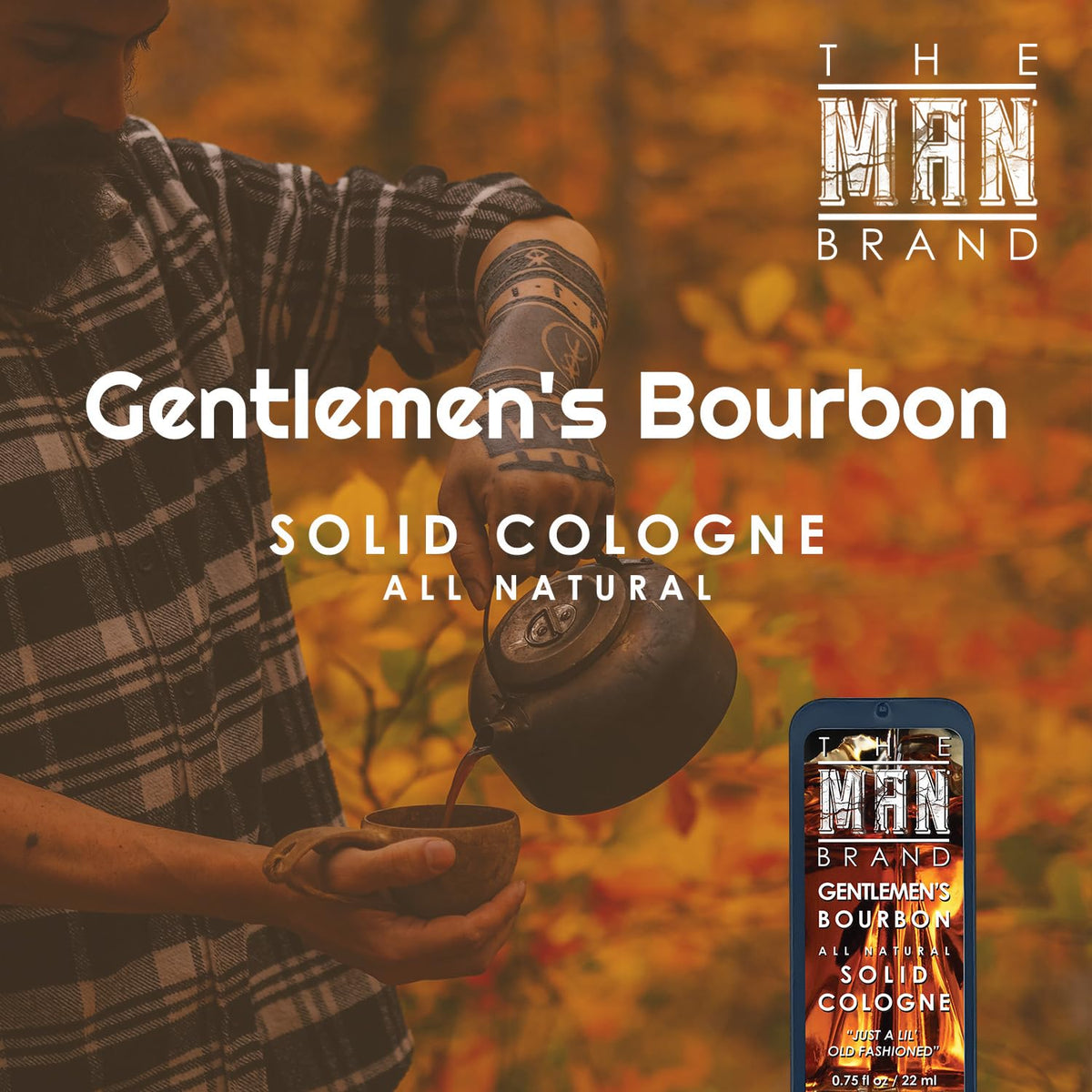 Gentlemen's Bourbon Solid Cologne - Natural Men's Travel Size Cologne - Wax Perfume (3/4 Ounce