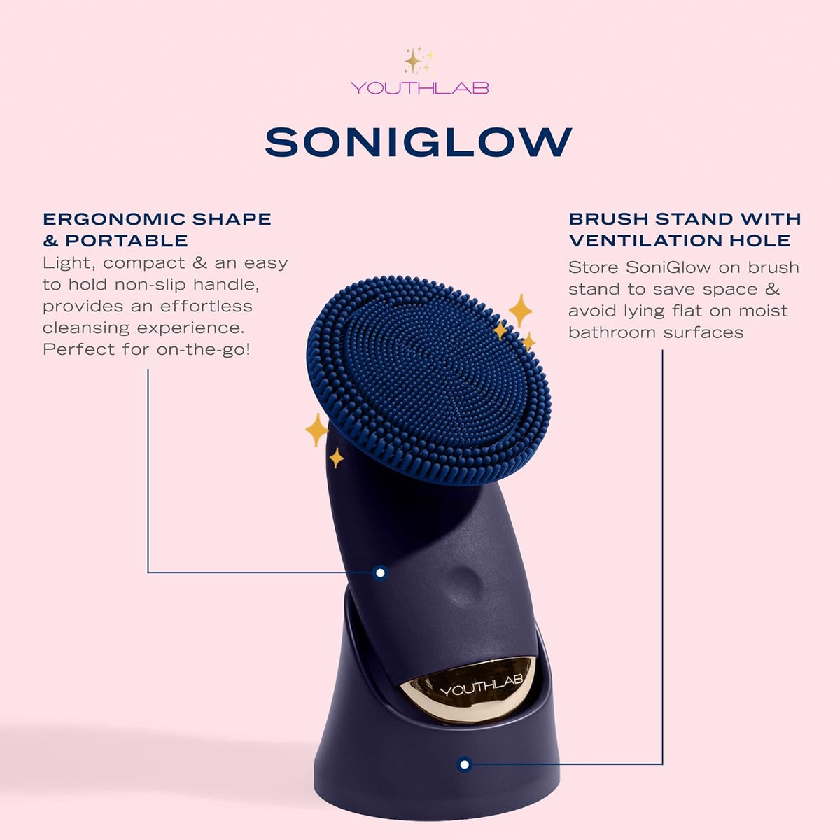 SoniGlow Silicone Facial Cleansing Brush – Electric Vibrating Skincare Scrubber Tool for Deep Pore