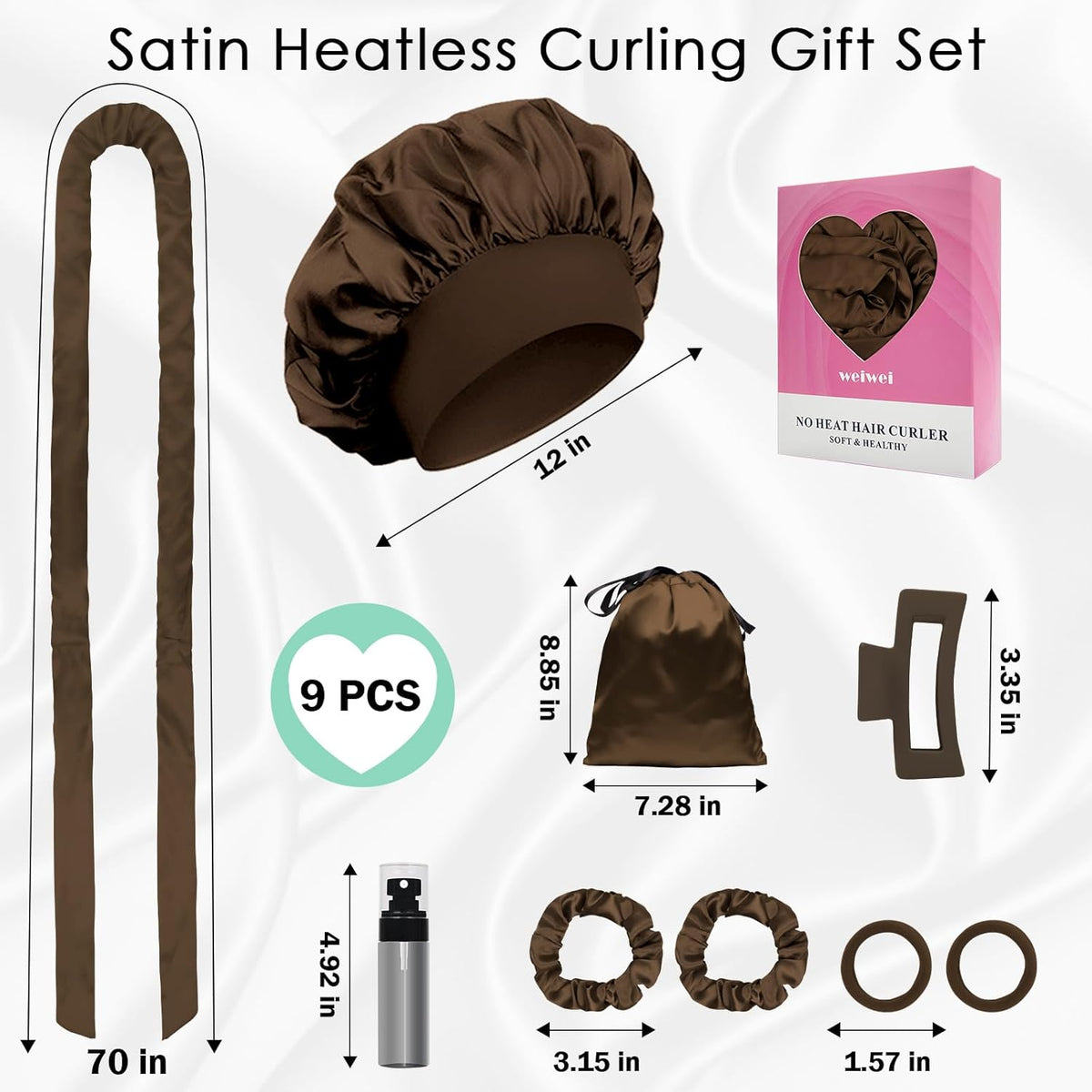 weiwei Satin Heatless Curlers Hair Curler, No Heat Curls Overnight Hair Curlers to Sleep In
