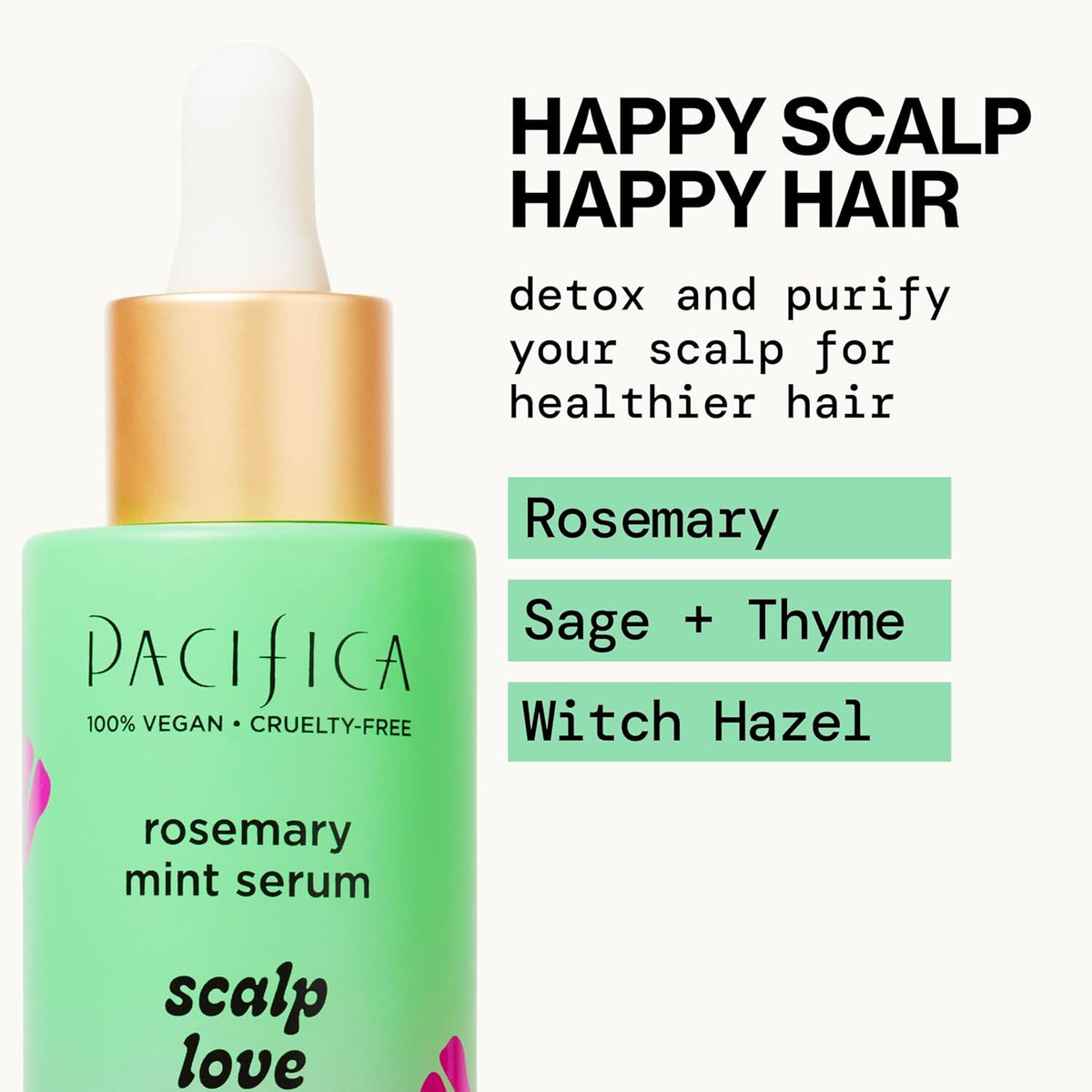 Pacifica Scalp Love Rosemary Mint Serum - Dry, Flaky, and Itchy Scalp Serum, Hydrating