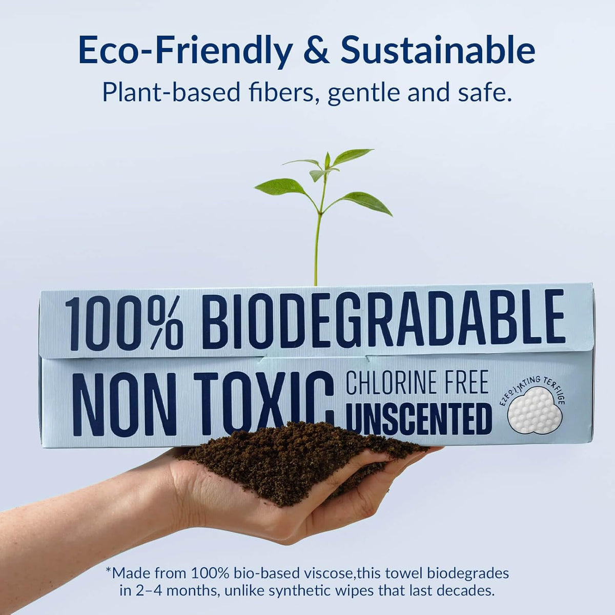 XL Disposable Face Towels, 100% Biodegradable, Non-Toxic, Unscented Thick Face Towelettes for