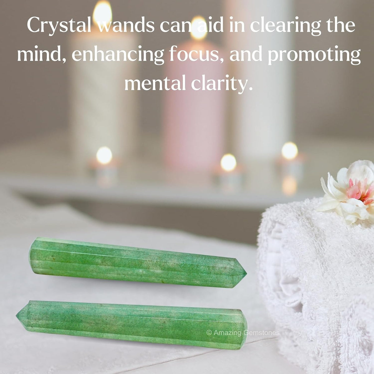 Amazing Gemstone Green Strawberry Quartz Crystal Wand Massage Stick - Pelvic Wand Gua Sha for