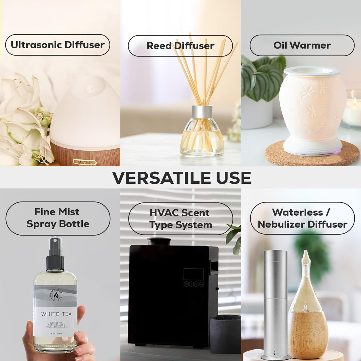 Aroma Country White Tea Diffuser Oil - Luxury Essential Oils for Diffuser Refill & Air Freshener