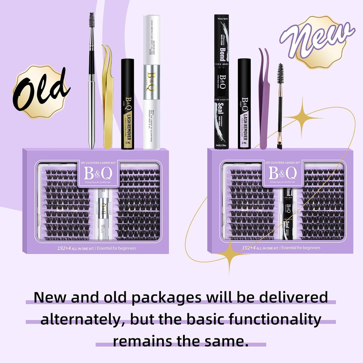 B&Qaugen Lash Extension Kit 192 PCS Eyelash Extension Kit D Curl Lash Clusters Kit Wispy Individual