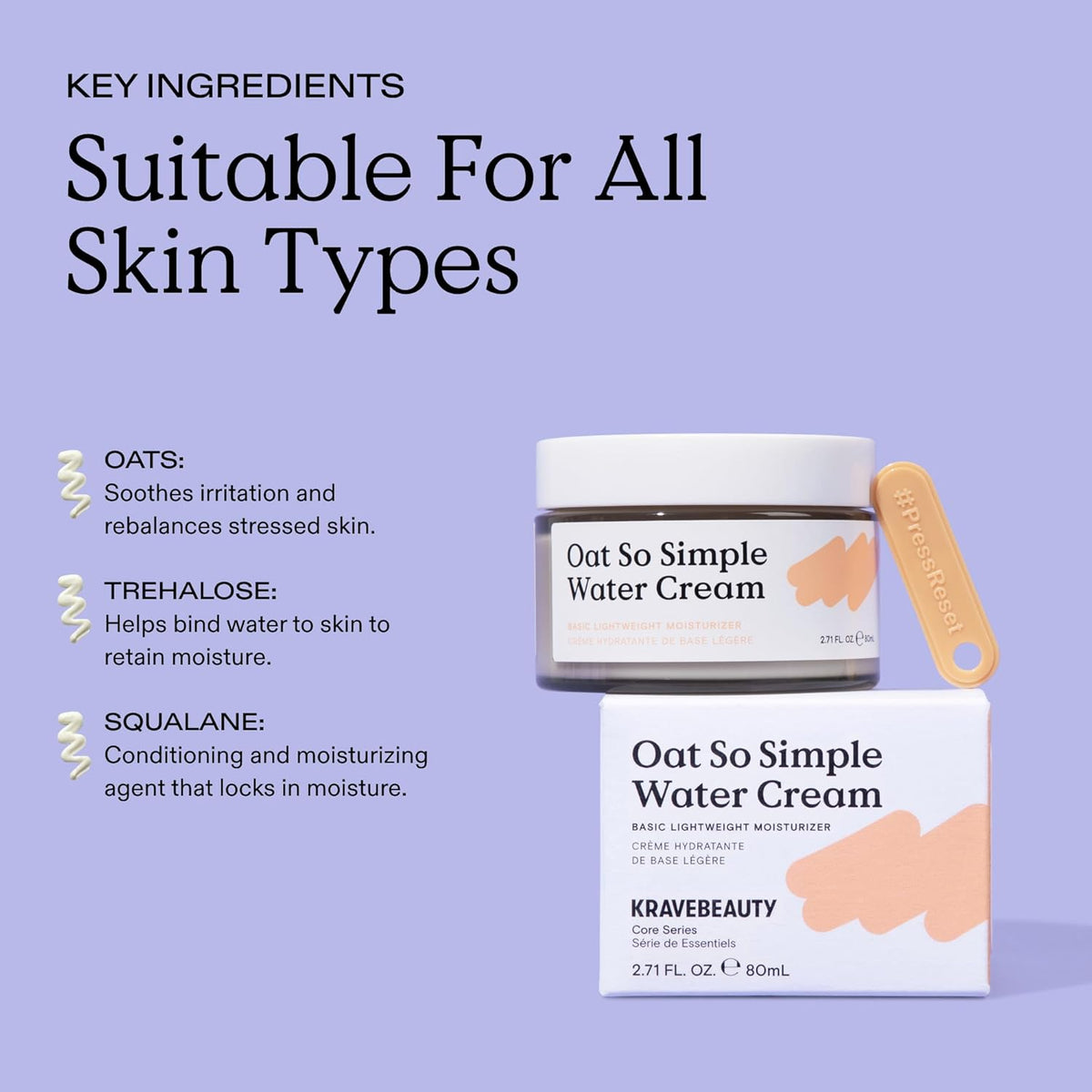 KraveBeauty Oat So Simple Water Cream, Enriched With Oat & Squalane To Soothe & Lock In Moisture