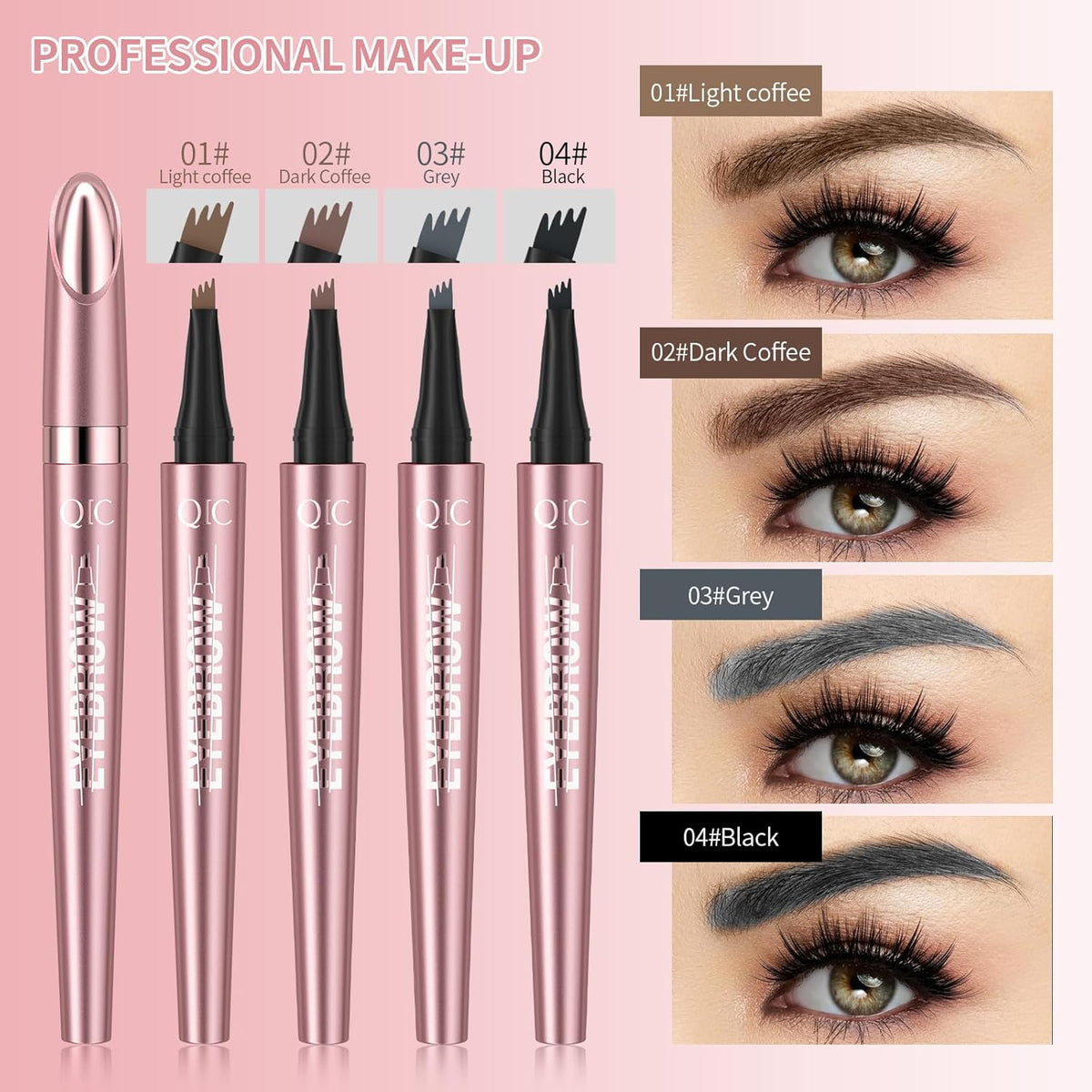 Eyebrow Pencils for Women - Microblading Eyebrow Pencil with Precise 4-Fork-Tip Waterproof Eyebrow