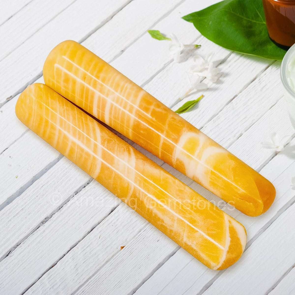Yellow Calcite Crystal Wand Massage Stick - Pelvic Wand Gua Sha for Adults - Crystals and Healing
