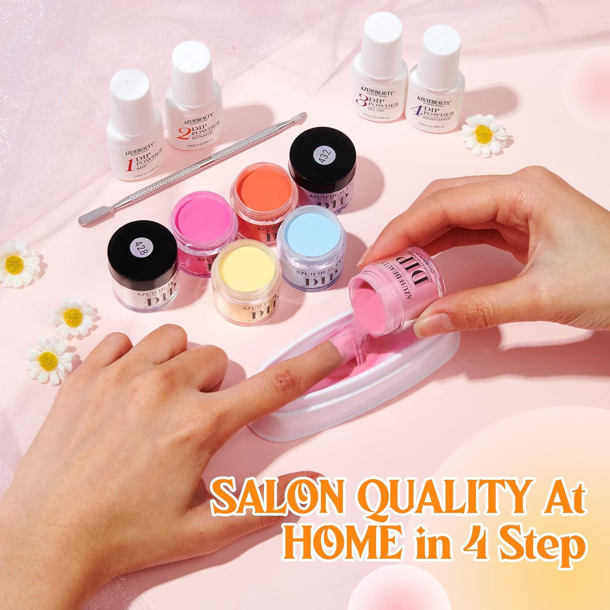 AZUREBEAUTY 31Pcs Dip Powder Nail Kit Starter 20 Colors Pastel Spring Summer Pink Acrylic Dipping