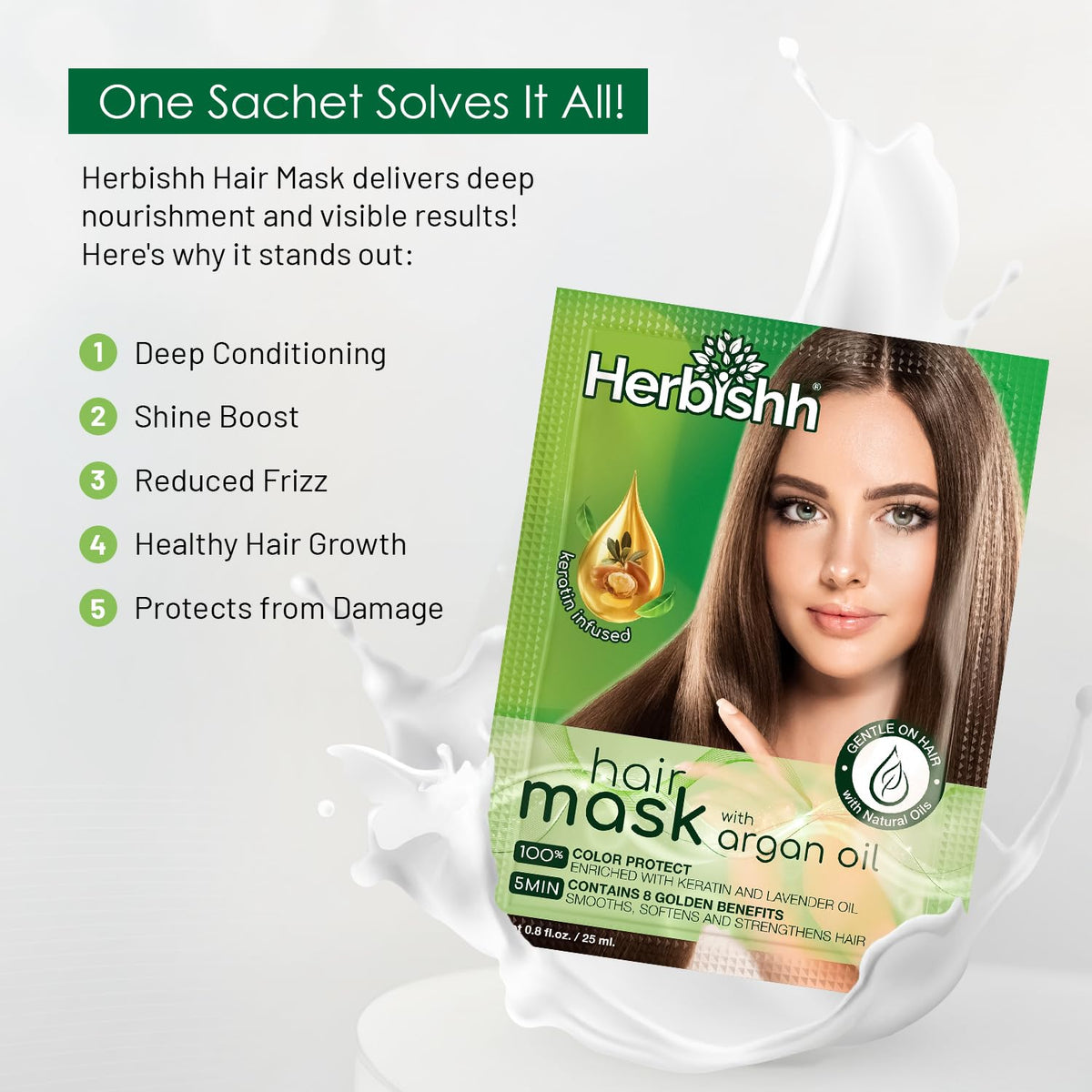 Herbishh Argan Hair Mask-Deep Conditioning & Hydration For Healthier Looking Hair-25gm for very