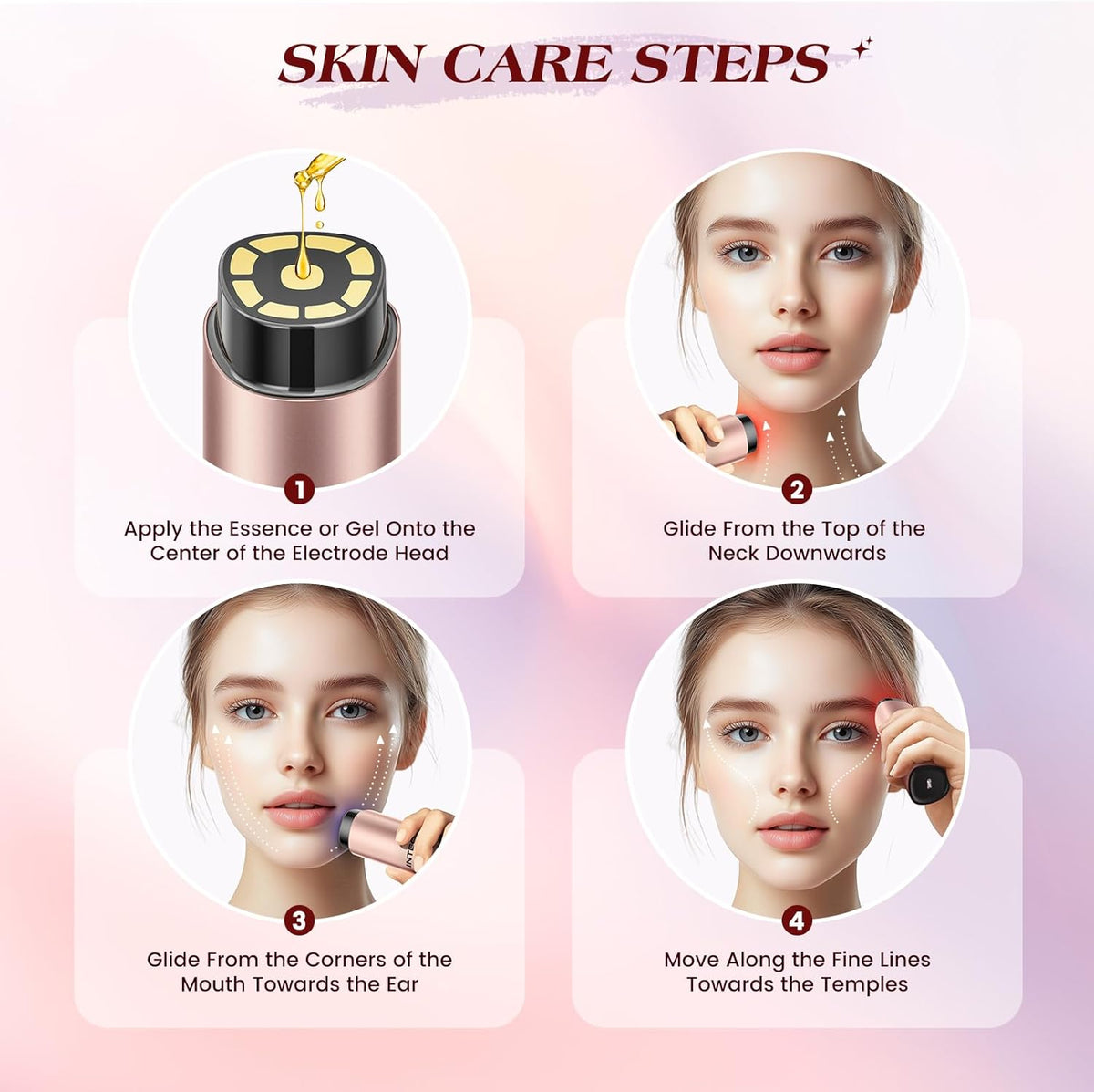 Microcurrent Facial Device, 3 Modes Red Light Therapy for Face and Neck, Skin Care Facial Massager