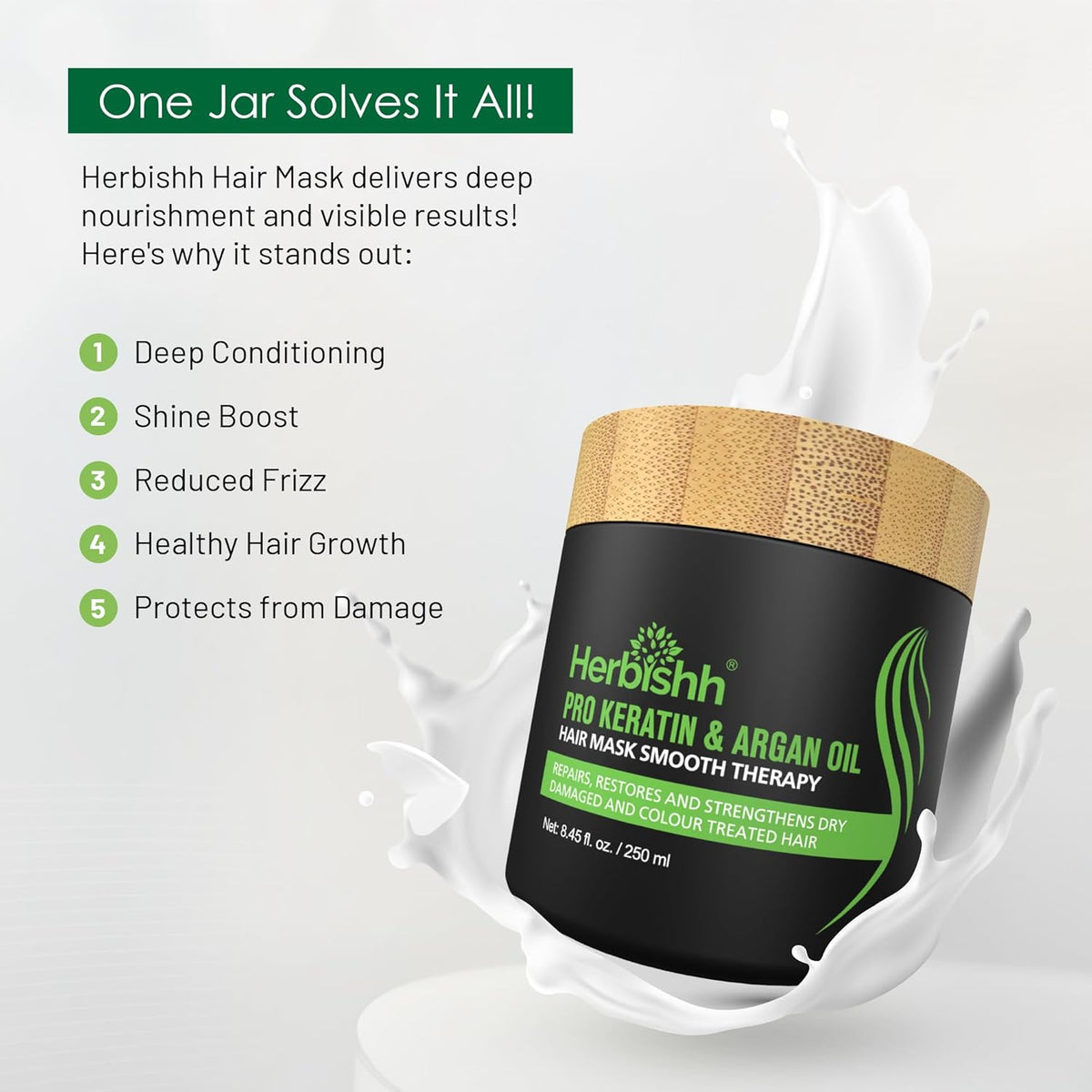 Herbishh Argan Hair Mask-Deep Conditioning & Hydration For Healthier Looking Hair for very Dry