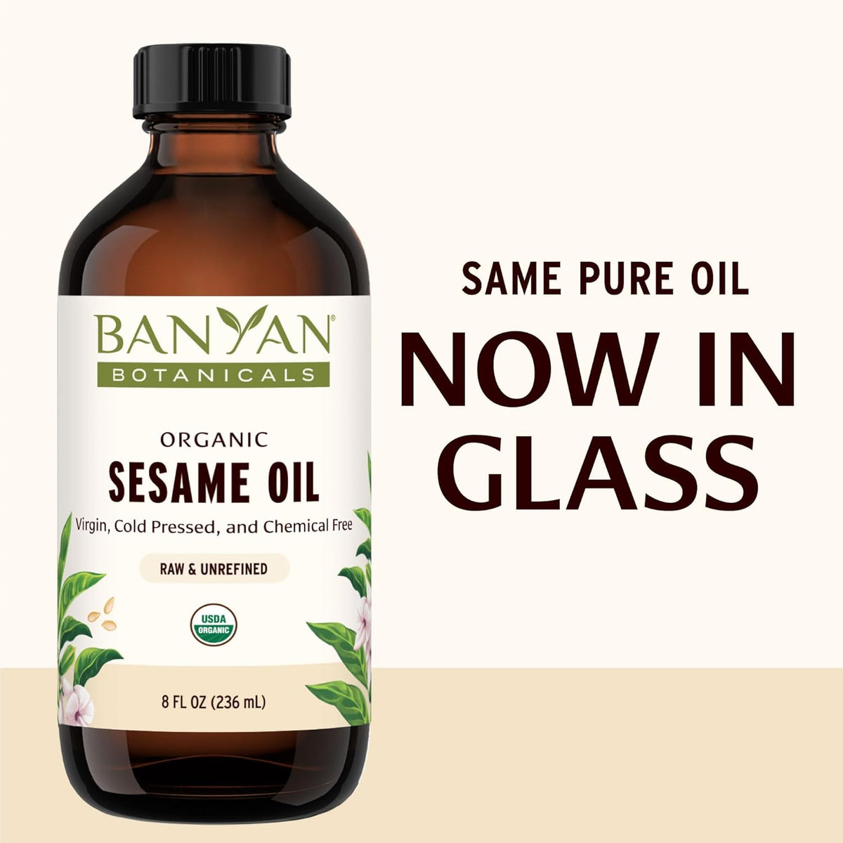 Banyan Botanicals Sesame Oil – Organic & Unrefined Sesame Oil for Skin, Body, Hair & More