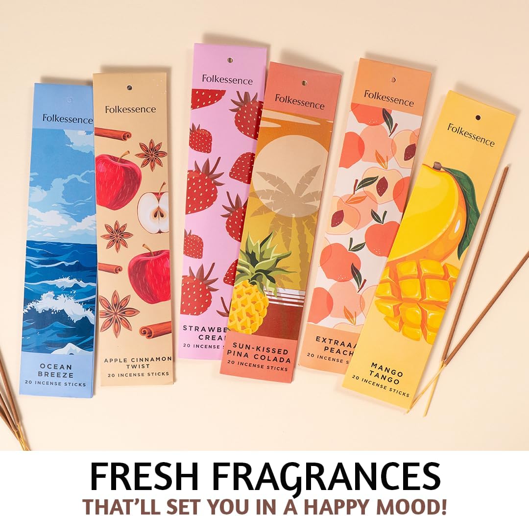 Folkulture Incense Sticks with Holder | Set of 6 (120) Organic Fall Insence-Sticks with 45 Mins