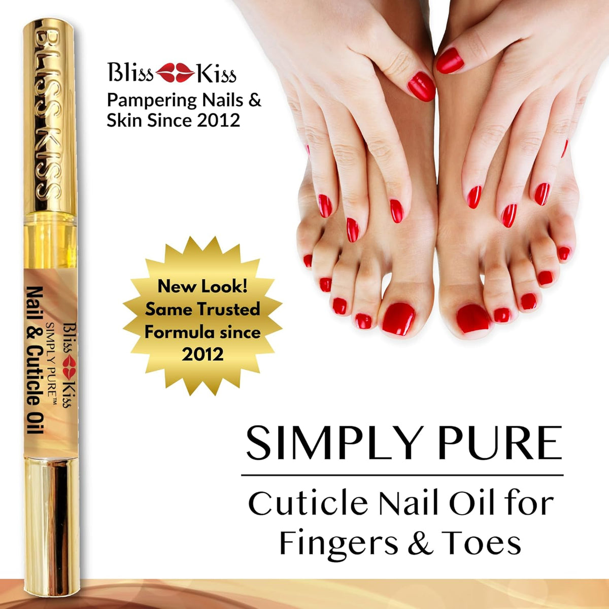 Bliss Kiss | 4 Vanilla Fragrance Nail Oil Cuticle Pens w/Vitamin E & Jojoba⏤Nail Strengthener Nail