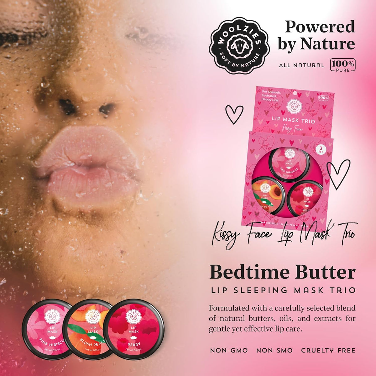Overnight Lip Sleeping Masks Trio - Set of 3 All Natural Hydrating Lip Treatment - Overnight Repair