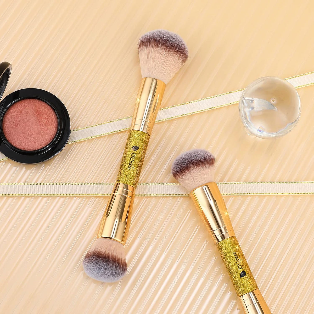 DUcare Foundation Powder Brush Double Ended Blush Makeup Brushes, Duo Bronzer Blush ideal for cream
