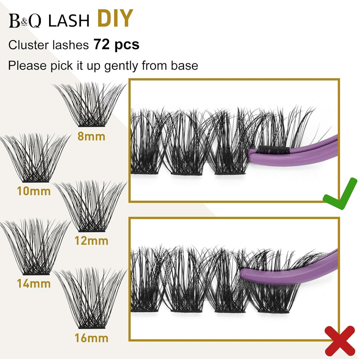 Lash Clusters B02 D Curl 14mm DIY Eyelash Extensions C D Curl B&Qaugen Mega Volume Individual