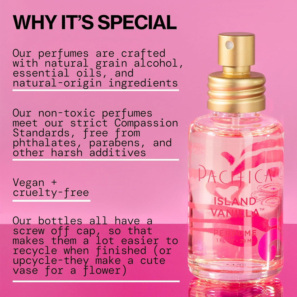 Pacifica Island Vanilla Perfume – Clean Vanilla Fragrance for Women - Warm Tropical Aroma