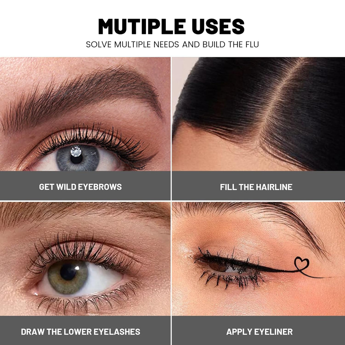 2 Pack 2 Fine Tip Eyebrow Pen, Waterproof Filling Faux Brow Makeup Pencils for Women with Precise