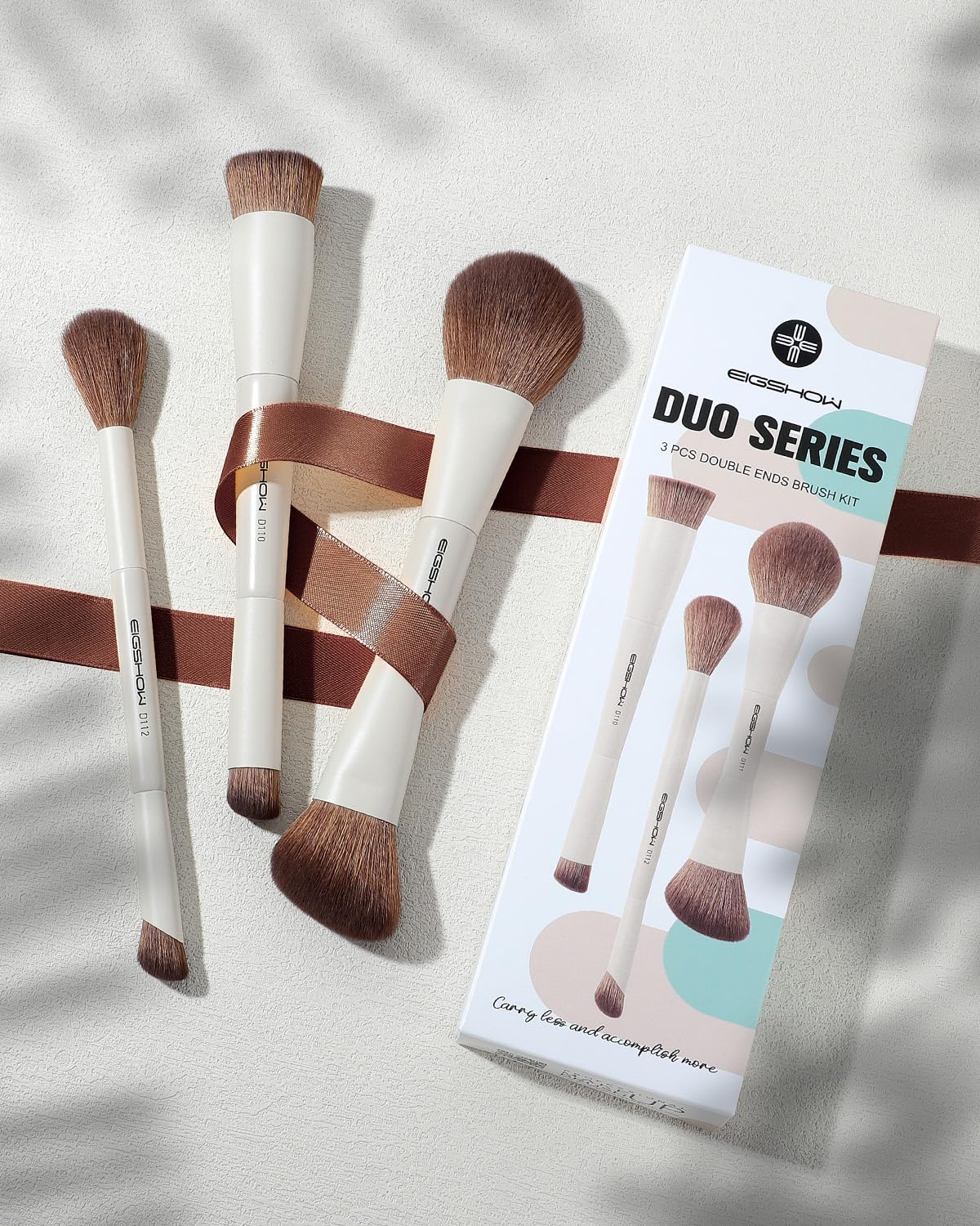 EIGSHOW Makeup Brush Set, 3Pcs Double Ended Face Makeup Brushes for Foundation Powder Contour
