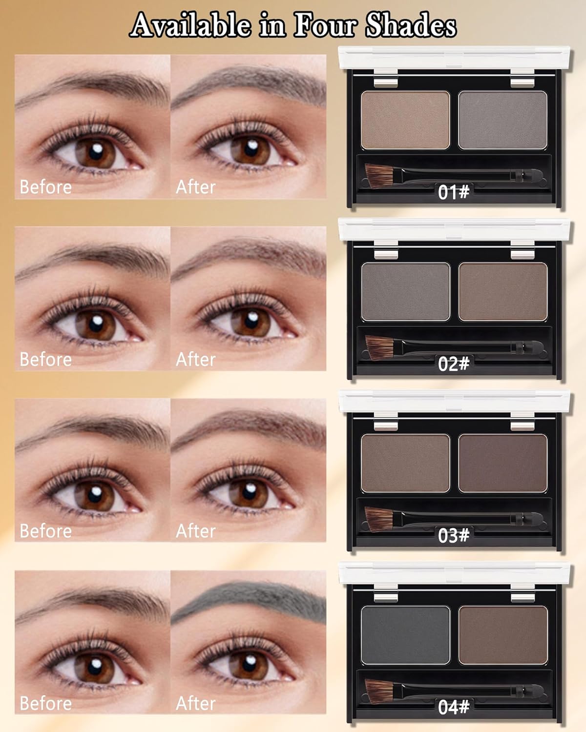 Eyebrow Powder Kit-Waterproof Two Colors Brow Powder Tinted Palette Long Lasting Up to