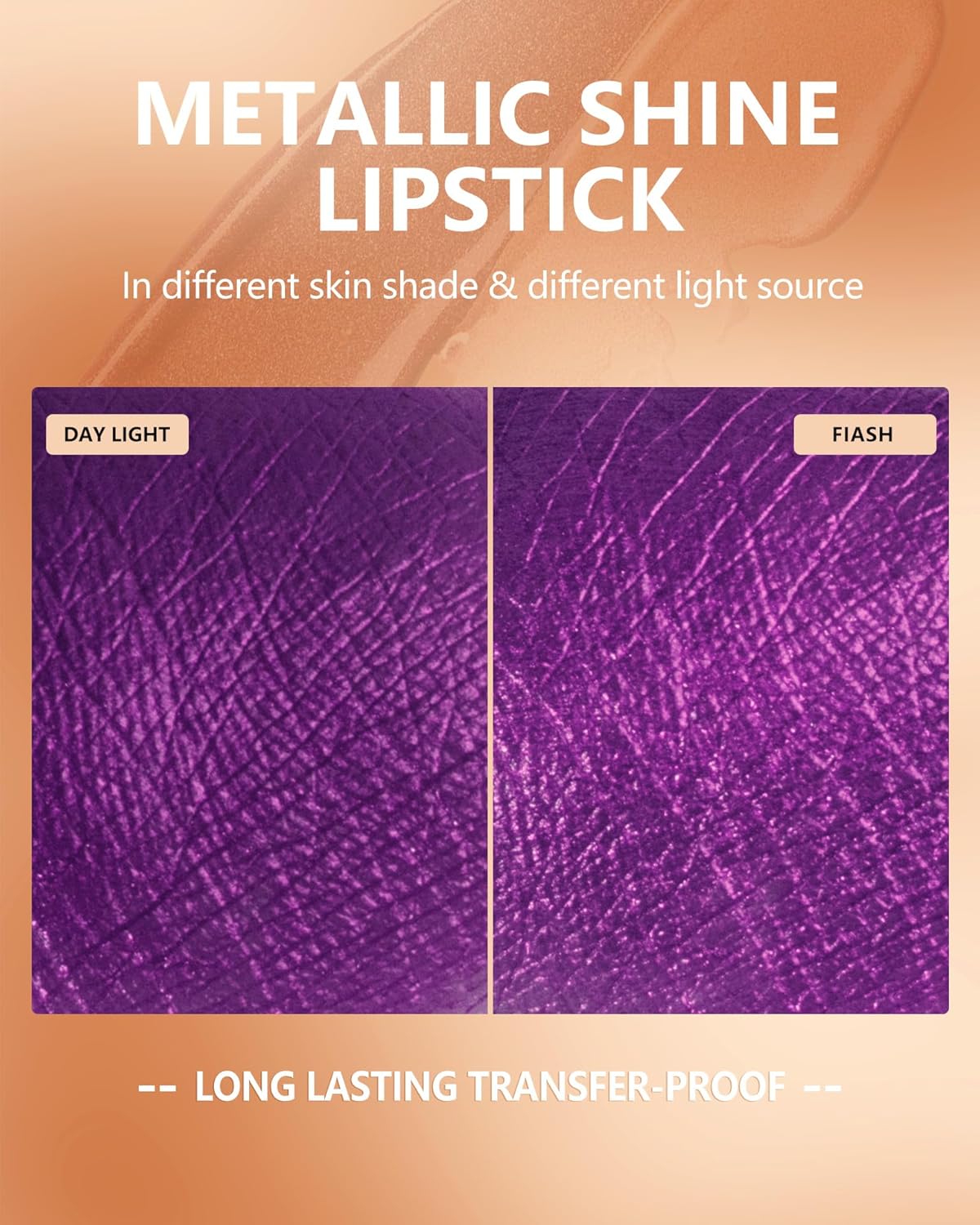 MAKI YIKA Purple Lipstick for Women Metallic Lipsticks Glitter Long Lasting Lipstick No Smudge No