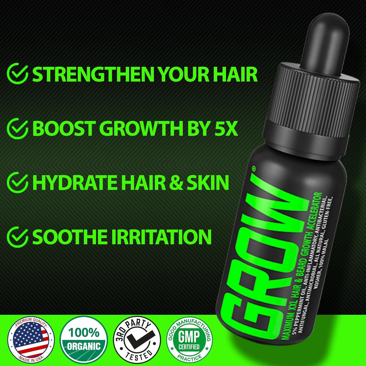 Beard Growth Kit w/GROW Beard Oil for Men (Mens Beard Growth Serum) + Biotin Gummies Beard Growth
