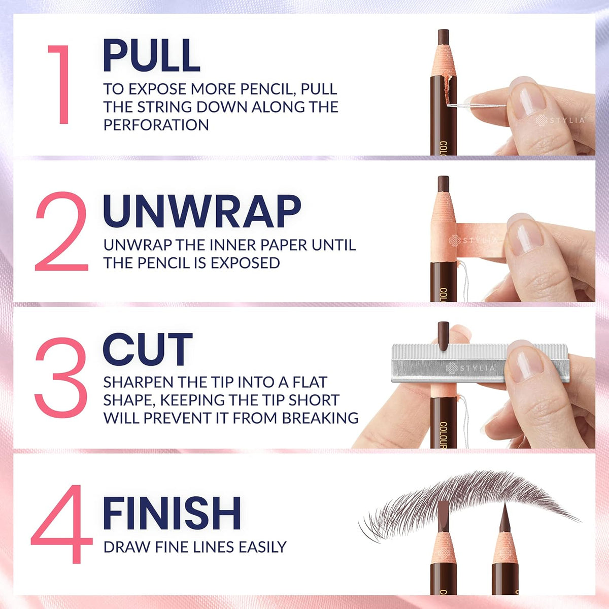 Stylia Waterproof Eyebrow Pencils For Women – Long-Lasting Microblading Supplies Brow Pencil