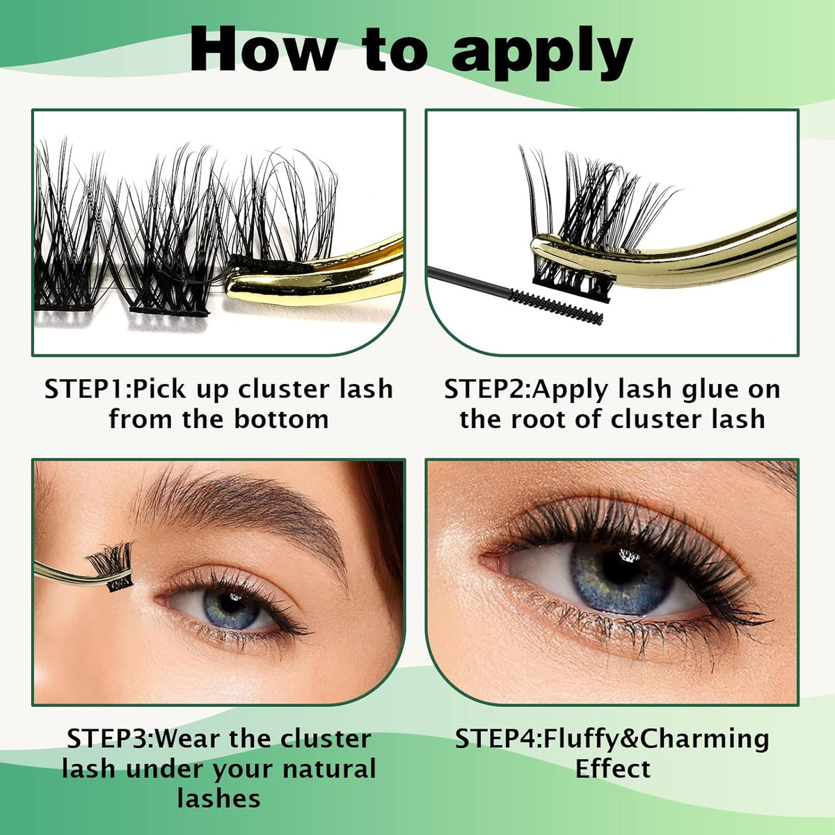 Lash Clusters 96pcs Individual Lashes Y08 D Curl 14mm Cluster Lashes KEYYOU Volume Wispy Lash
