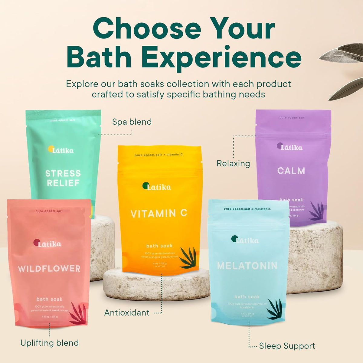 Soaks Set of 3 – Rejuvenate, Calm & Stress Relief Bath Soak with Essential Oils | Epsom Salt for