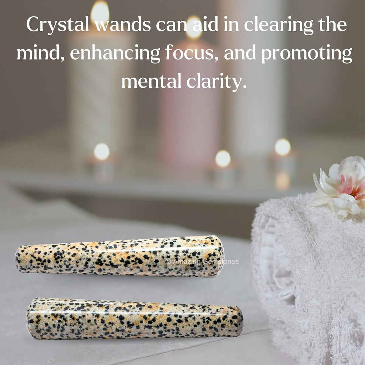 Amazing Gemstone Dalmatian Jasper Crystal Wand Massage Stick - Pelvic Wand Gua Sha for Adults