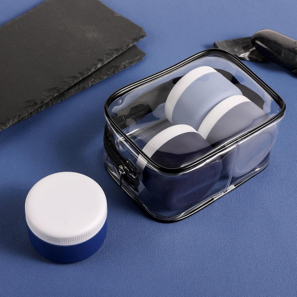 Travel Containers for Toiletries, Silicone Cream Jars BPA Free, TSA Approved 2oz Travel Size