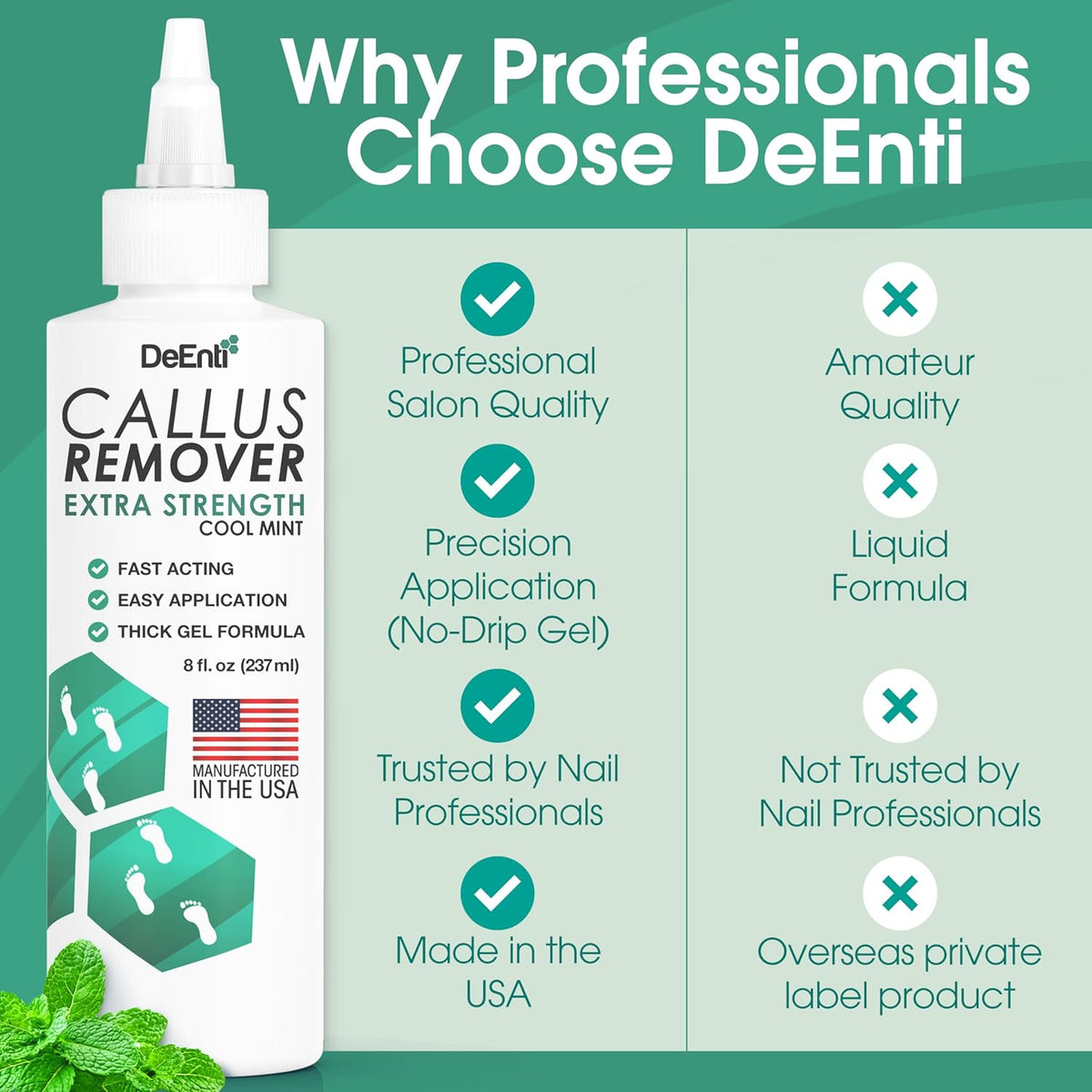 DeEnti Callus Remover for Feet, Extra Strength Foot Callus Remover Gel, 8oz Salon Grade Home