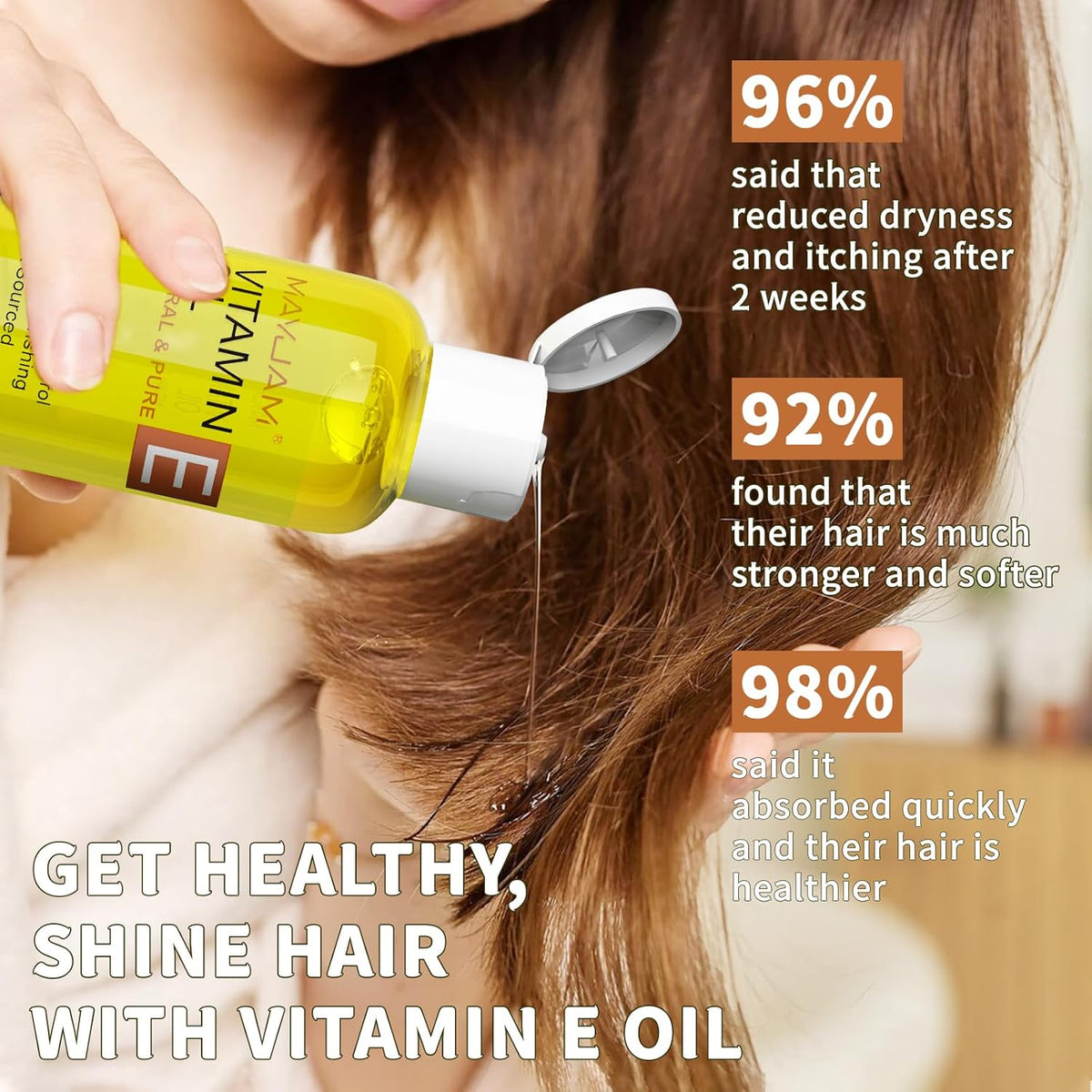 Organic Vitamin E Oil 50,000 IU for Skin, Pure & Natural Vitamine oils for Scars Hair, Face, Nail