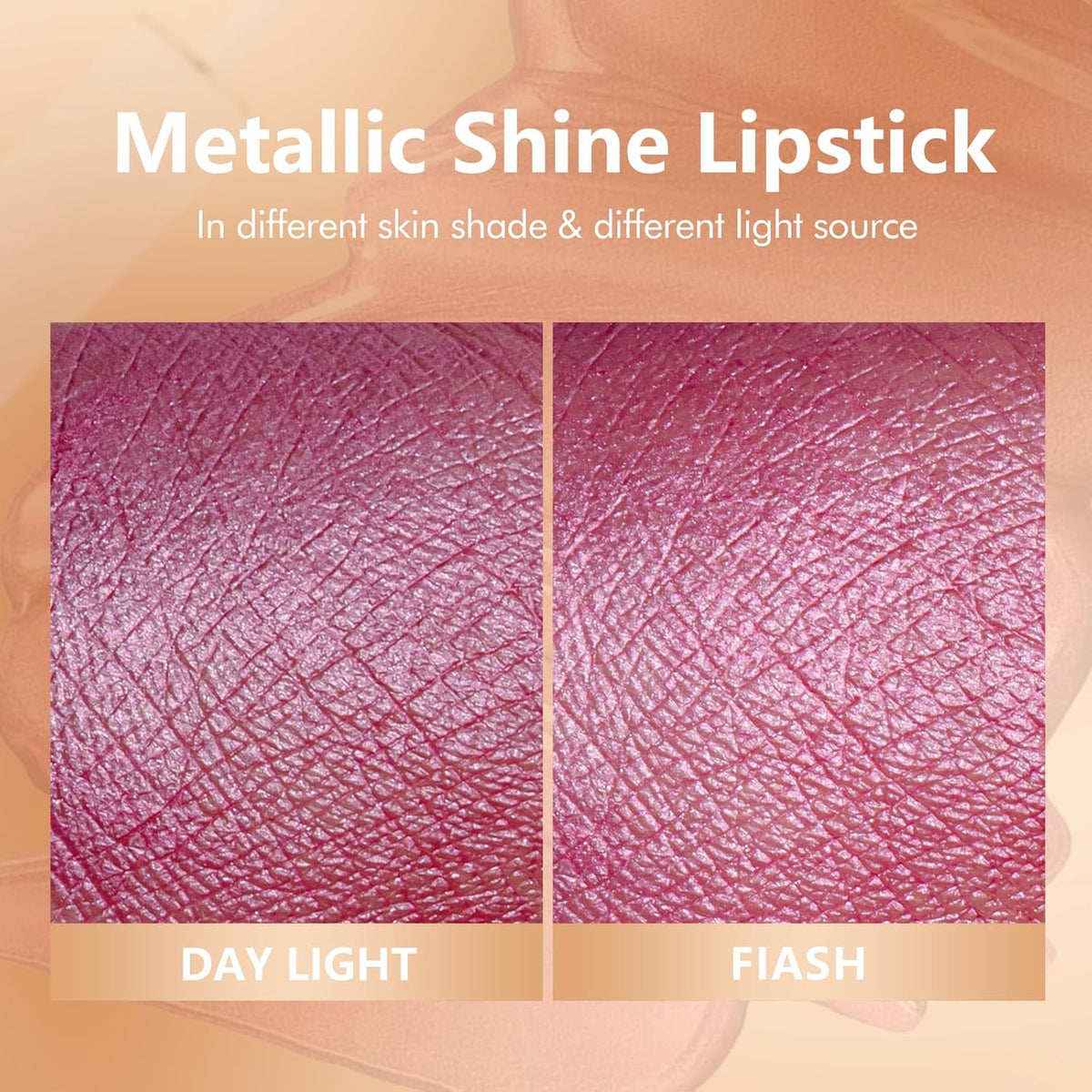 MAKI YIKA Metallic Pink Lipstick Long Lasting Hot Pink Lipsticks for Women, High Shine Glitter