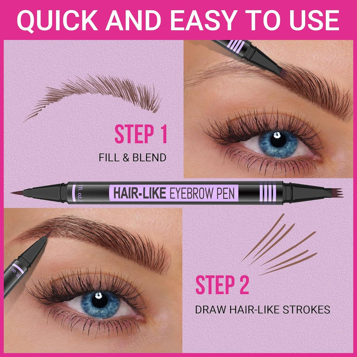 iMethod Eyebrow Pen - Eyebrow Pencil Magic 2-in-1 Eye Brow Pencils for Women with 4-Fork-Tip and