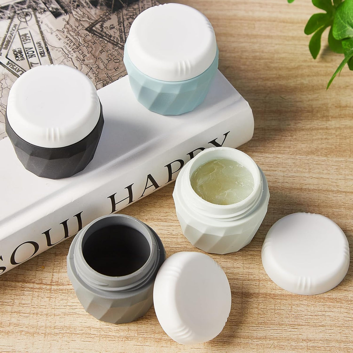Travel Containers for Toiletries, Premium Cosmetic Silicone Cream Jars, TSA Approved Leak-Proof