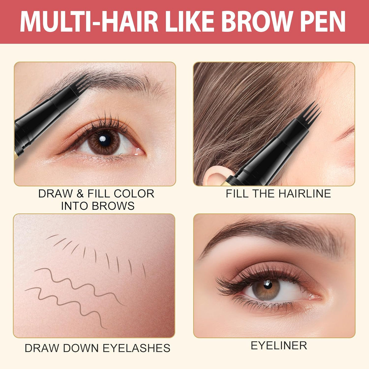 LAVONE Eyebrow Pen, 2-in-1 Eyebrow Pencils for Women with 4 Tip Microblading Eyebrow Pencil and