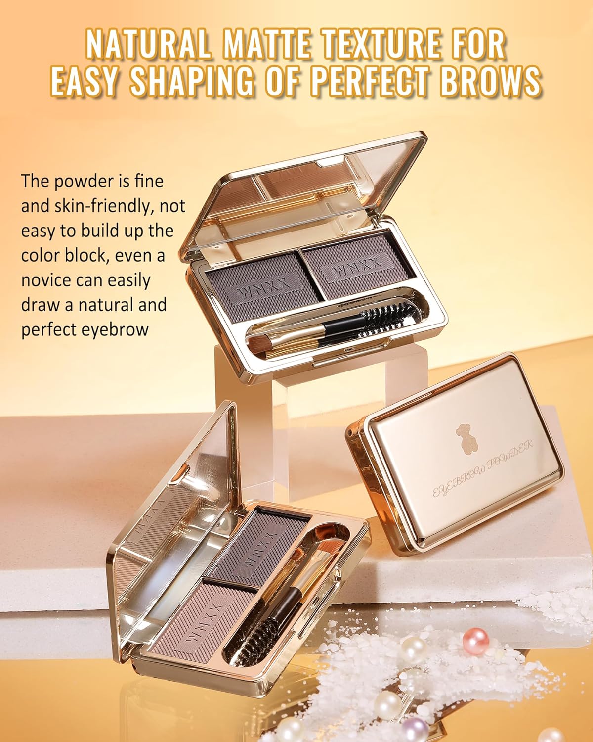 Eyebrow Powder Kit-2 Colors Eye Brow Tinting Powder Palette Long-Lasting Waterproof, Light Dark