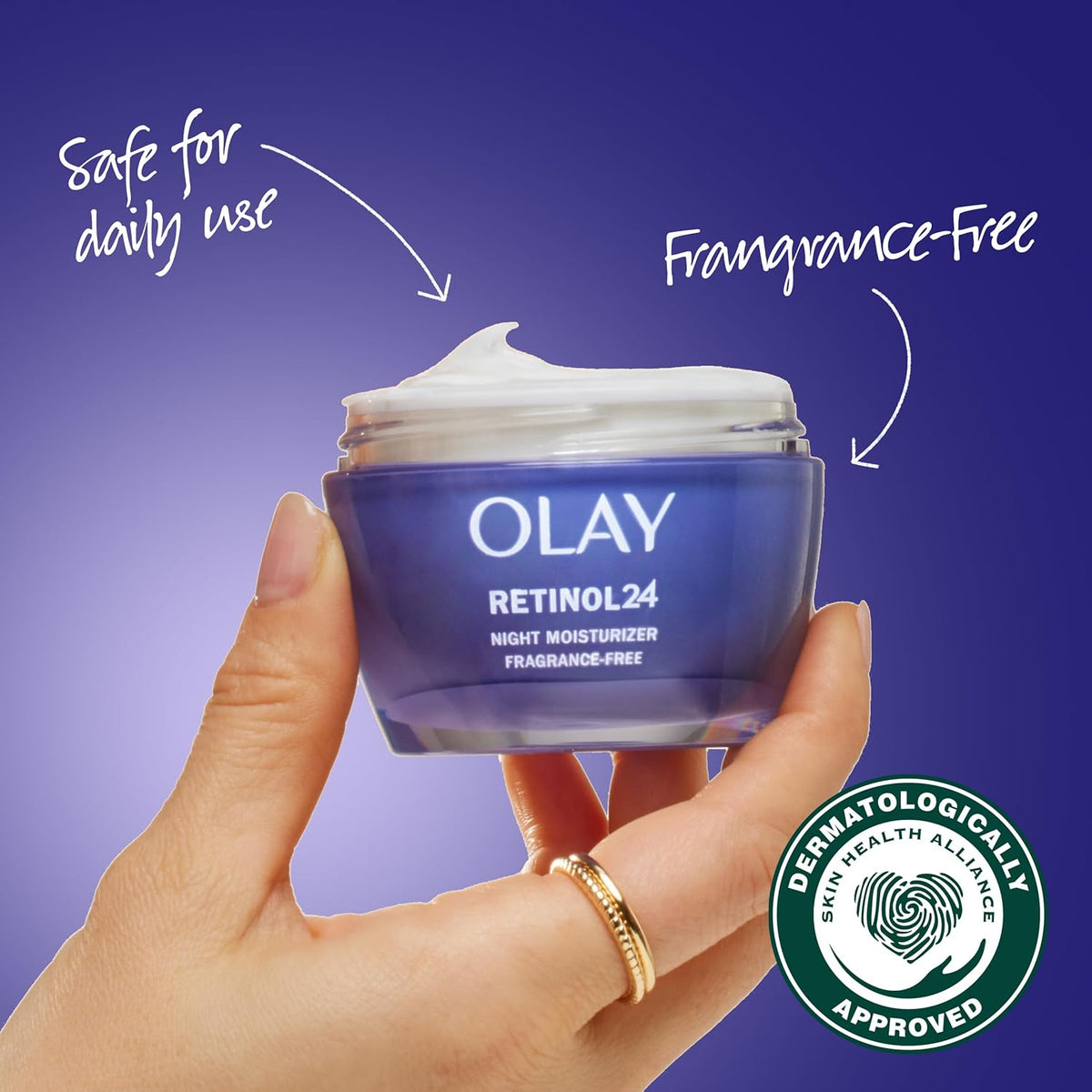 Olay Retinol 24 Face Moisturizer, Anti-Aging Night Cream for Women, Fragrance-Free, Non Greasy