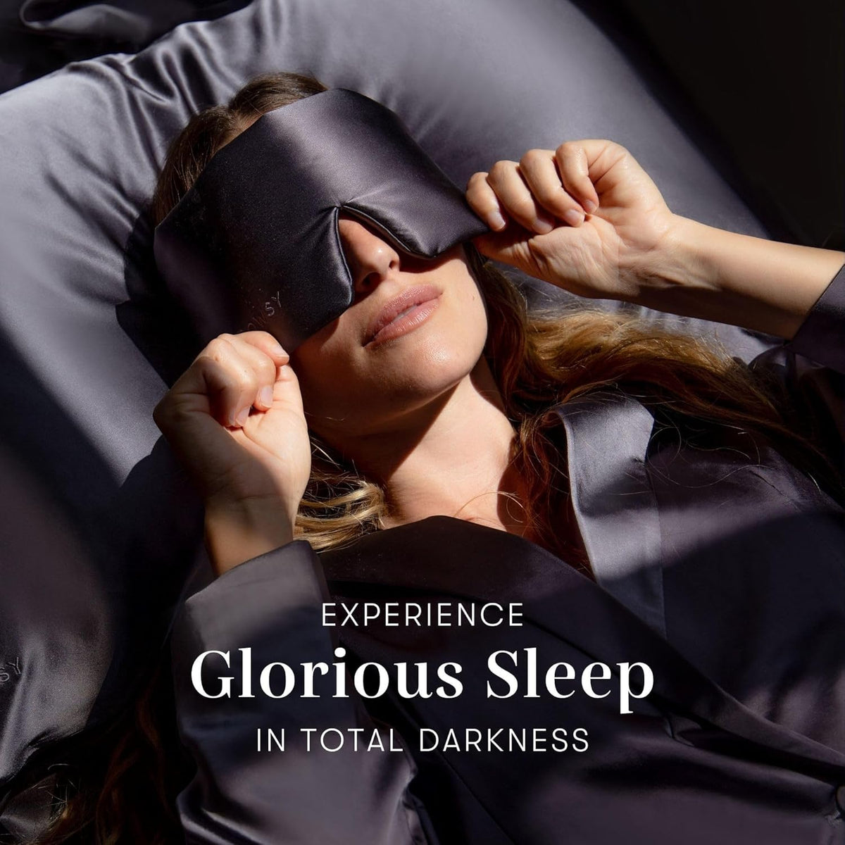 DROWSY Silk Sleep Mask. Face-Hugging, Padded Silk Cocoon for Luxury Sleep in Total Darkness.