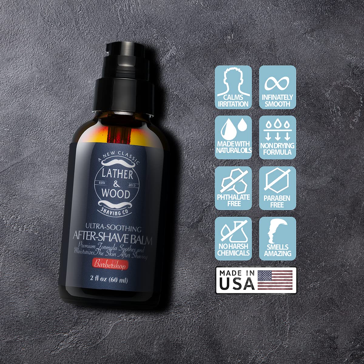 Lather & Wood - Barbershop Aftershave for Men - Long-Lasting Fragrance, Non-Greasy Formula, Easy