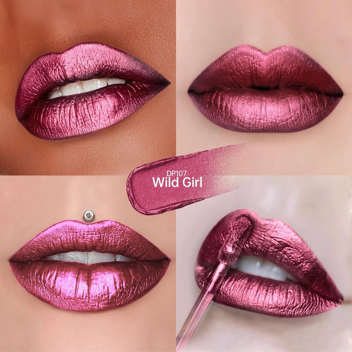 3Pc Lipsticks Set for Women Metallic Lipstick Long Lasting Dark Red Bronze Burgundy Lip Gloss